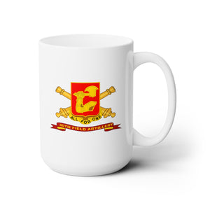 White Ceramic Mug 15oz - Army - 40th Field Artillery w Br - Ribbon