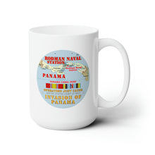Load image into Gallery viewer, White Ceramic Mug 15oz - Just Cause - Rodman Naval Station - CZ w Map w Svc Ribbons
