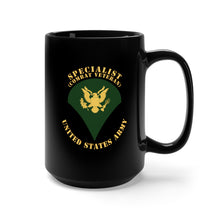 Load image into Gallery viewer, Black Mug 15oz - Army - Specialist - SP4 - Combat Veteran - Flat X 300
