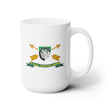 Load image into Gallery viewer, White Ceramic Mug 15oz - Army -1st Special Operations Command (SOCOM) Flash w Br - Ribbon X 300
