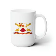 Load image into Gallery viewer, White Ceramic Mug 15oz - Army - 24th Field Artillery w Br - Ribbon
