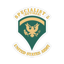 Load image into Gallery viewer, Kiss-Cut Stickers - Army - Enlisted - SPEC 5 - Specialist 5  - Std - Veteran X 300
