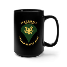 Load image into Gallery viewer, Black Mug 15oz - Army - Specialist - SP4 - Retired - Flat X 300
