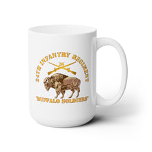 Load image into Gallery viewer, White Ceramic Mug 15oz - Army - 24th Infantry Regiment - Buffalo Soldiers w 24th Inf Branch Insignia
