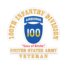 Load image into Gallery viewer, Kiss-Cut Stickers - Army - SSI - 100th Division (Airborne) - Sons of Bitche - US Army Veteran X 300
