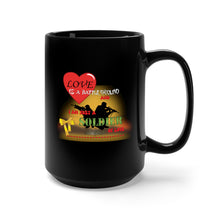 Load image into Gallery viewer, Black Mug 15oz - Army - Fire - Soldier of Love w White Txt X 300
