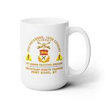 Load image into Gallery viewer, White Ceramic Mug 15oz - Army -  2nd Squadron, 15th Cavalry (19D) - 1st Ar Tng Bde Ft Knox, KY
