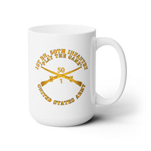 Load image into Gallery viewer, White Ceramic Mug 15oz - Army - 1st Bn, 50th Infantry - Play the Game w Infantry Br
