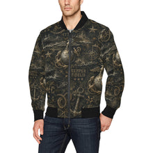 Load image into Gallery viewer, Bomber Jacket - Distressed USMC Nautical Emblem Pattern
