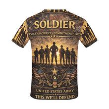 Load image into Gallery viewer, Men's All Over Print Crew Neck T-Shirt - Tribute Tee - United States American Soldier
