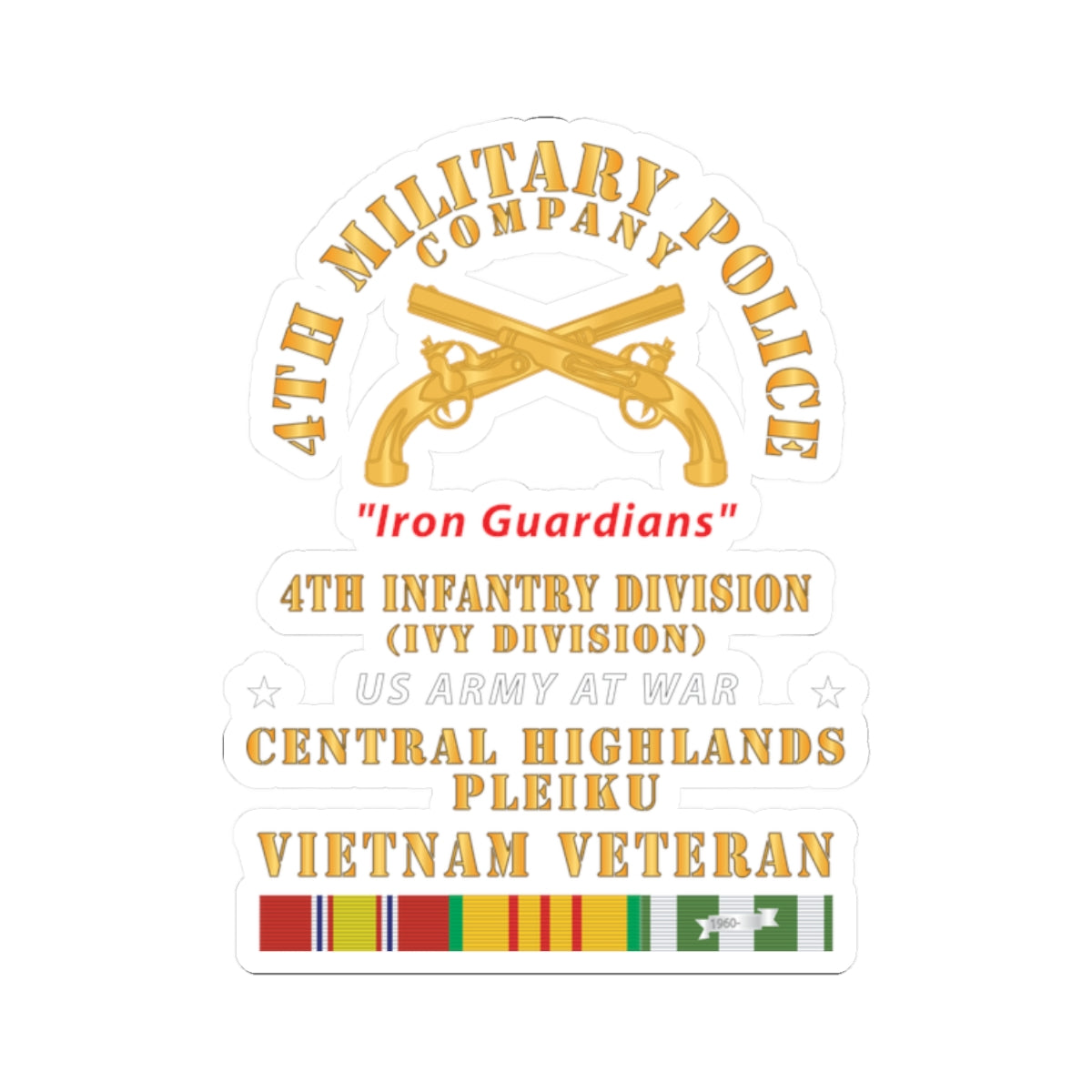 Army Vietnam Veteran Kiss-Cut Sticker | 4th MP Iron Guardians | MIP ...
