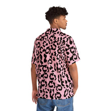 Load image into Gallery viewer, Men&#39;s Hawaiian Shirt (AOP) - Leopard Camouflage - Baby Pink - Black
