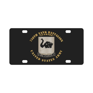 Army - 758th Tank Battalion - Tuskers - US Army Classic License Plate