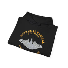 Load image into Gallery viewer, Unisex Heavy Blend™ Hooded Sweatshirt - Navy - Submarine Badge - Silver - Qualified

