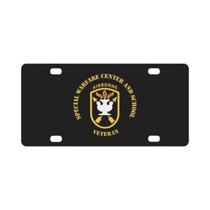 SOF - JFKSWCS - SSI - Veteran wo Backgrnd Classic License Plate