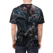 Load image into Gallery viewer, Shark Feeding Frenzy Tribute Tee — All-Over Print
