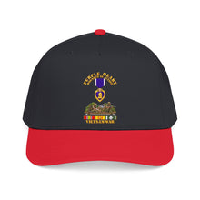 Load image into Gallery viewer, Mid Profile Baseball Cap - Vietnam War Purple Heart Medal w VN SVC - with Vietnam Scene - 3D - Transparent
