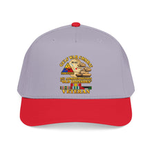 Load image into Gallery viewer, Mid Profile Baseball Cap - Army - Gulf War Combat - 1st Armored Divi - Old Ironsides - Veteran - Map w GULF SVC - 3D - Enhanced

