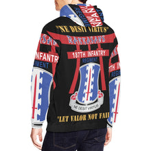 Load image into Gallery viewer, Men&#39;s All Over Print Hoodie (USA Size) (Model H13) - 187th Infantry Regiment - Torii, Rakkasans, Let Valor Not Fail, English, Latin
