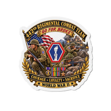 Load image into Gallery viewer, Die-Cut Magnet - Army - 442nd Infantry Regimental Combat Team - 3D - Enhanced with EUR WWII SVC
