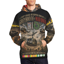 Load image into Gallery viewer, 240th Assault Helicopter Company - Greyhounds and Mad Dogs at War Men's All Over Print Hoodie (USA Size)
