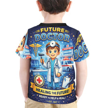 Load image into Gallery viewer, Little Kids' All Over Print Crew Neck T-Shirt -Young Patriot - Future Doctor
