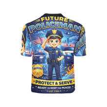Load image into Gallery viewer, Little Kids' All Over Print Crew Neck T-Shirt - Young Patriot - Future Policeman
