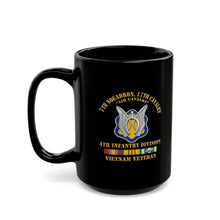 Load image into Gallery viewer, Black Mug  (15oz) - Army - 7th Squadron - 17th Cavalry - 4th ID - Vietnam Vet w SVC Ribbon - 3D X 300
