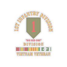 Load image into Gallery viewer, Kiss-Cut Stickers - Army - SSI - 1st Infantry Division - Big Red One - Vietnam Veteran w VN SVC Bar X 300
