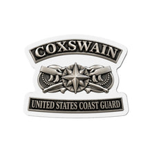 Load image into Gallery viewer, Die-Cut Magnet - USCG - Coxswain w txt - Silver - 3D - Enhanced
