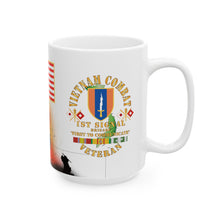 Load image into Gallery viewer, White Mug 15oz - Vietnam Veteran - 1st Signal Brigade - Combat Communicator &quot;First to Communicate&quot; with Vietnam Service Ribbons - Spec
