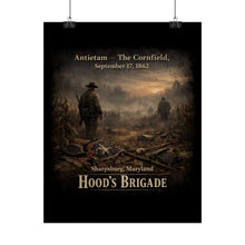 Load image into Gallery viewer, Rolled Posters - 1st Texas Infantry in the cornfield - The Cornfield at Antietam, 1862 - Back
