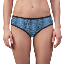 Load image into Gallery viewer, Stylish Women's Briefs with Snake Print, Trendy Underwear, High Waist Briefs, Comfortable Lingerie - Black and White Snake Skin - Light Blue
