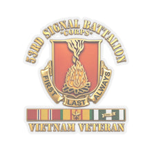 Load image into Gallery viewer, Kiss-Cut Stickers - 53rd Signal Battalion (Corps) - Vietnam Veteran with VN SVC w 3D Gold Enhanced
