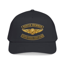 Load image into Gallery viewer, Mid Profile Baseball Cap - USCG - Aviation Rescue Swimmer w txt - 3D - Enhanced

