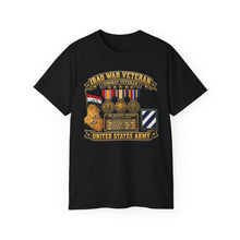 Load image into Gallery viewer, Unisex Ultra Cotton Tee - Army - Iraq War Veteran - Ribbon Bar - Map - SSI - 3rd Infantry Division - 3D - Enhanced
