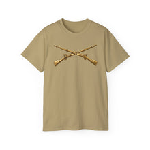 Load image into Gallery viewer, Unisex Ultra Cotton Tee - Army - Infantry Branch Insignia - no text - Gold - 3D - Enhanced
