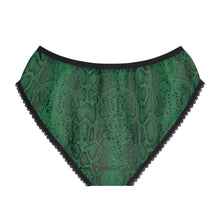 Load image into Gallery viewer, Stylish Women's Briefs with Snake Print, Trendy Underwear, High Waist Briefs, Comfortable Lingerie - Black and White Snake Skin - Dark Green
