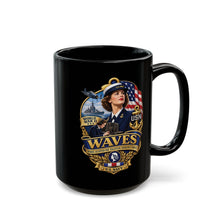 Load image into Gallery viewer, Black Mug  (15oz) - WAVES - Women Accepted for Volunteer Emergency Service WWII - 3D - Enhanced
