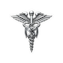 Load image into Gallery viewer, Kiss-Cut Stickers - Army Medical Service Corps (MS) Branch Insignia - 3D - Silver - Enhanced
