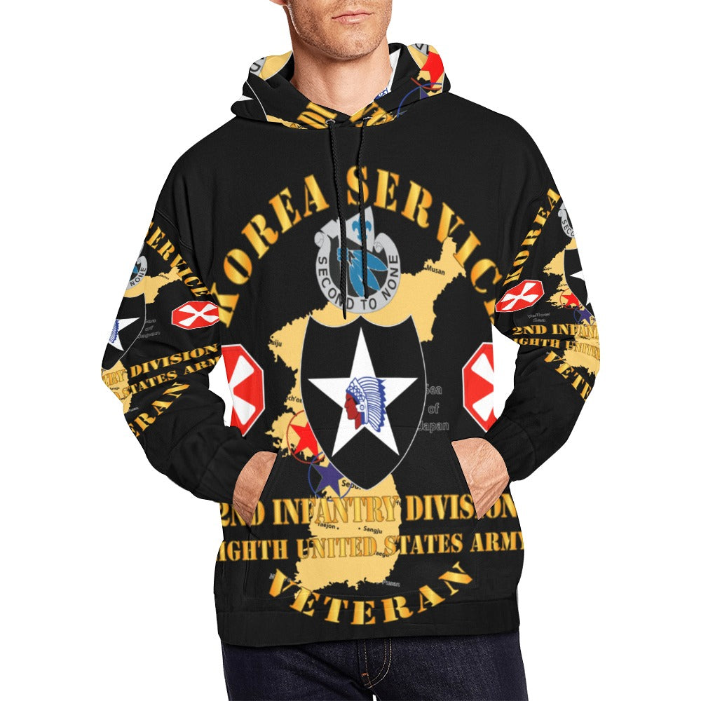 Men's All Over Print Hoodie (USA Size) (Model H13) - Army - Korea Service Vet - 2nd Infantry Div - 8th US Army