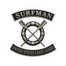 Load image into Gallery viewer, Kiss-Cut Stickers - USCG - Surfman Badge w txt - 3D - Enhanced
