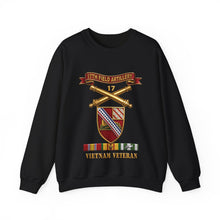 Load image into Gallery viewer, Crewneck Sweatshirt - Army - 17th Field Artillery w Br - Ribbon, Vietnam Veteran w VN SVC - 3D - Enhanced
