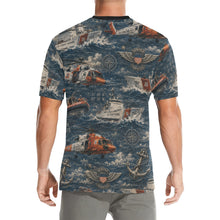 Load image into Gallery viewer, Vintage Coast Guard Maritime Pattern Men's All Over Print Crew Neck T-Shirt
