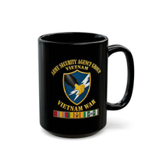 Load image into Gallery viewer, Black Mug  (15oz) - Army - Army Security Agency Group w SVC Ribbons - 3D - Enhanced
