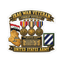 Load image into Gallery viewer, Kiss-Cut Stickers - Army - Iraq War Veteran - Ribbon Bar - Map - SSI - 3rd Infantry Division - 3D - Enhanced
