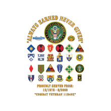 Load image into Gallery viewer, Military Die-Cut Stickers, Proud Veteran Decals, Customizable Designs for Gifting, Army Stickers for Celebration - Combat Veteran - 11B40X - Retired Army with Multi Units
