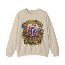 Load image into Gallery viewer, Crewneck Sweatshirt - Army - 442nd Airborne Infantry Regimental Combat Team - 3D - Enhanced with EUR WWII SVC
