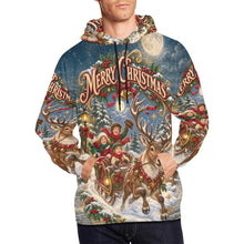 Load image into Gallery viewer, AOP Hoodie - Victorian Christmas Reindeer Sleigh Ride Men's All Over Print Hoodie (USA Size)
