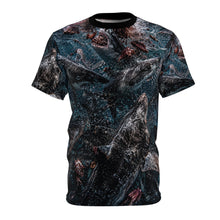 Load image into Gallery viewer, Shark Feeding Frenzy Tribute Tee — All-Over Print

